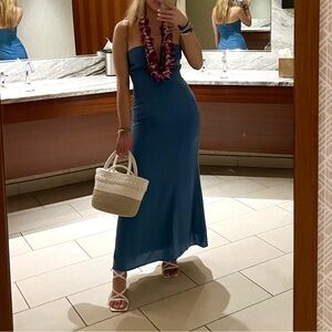 Abercrombie & Fitch Halter Maxi Dress Cornflower Blue size Small